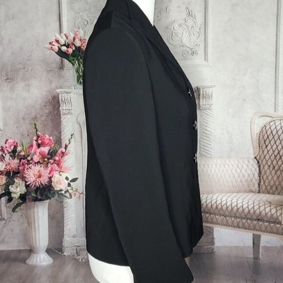 𝅺kasper Petites Black Lined Collared Long Sleeve Button Down Blazer Size 2P - Picture 5 of 9